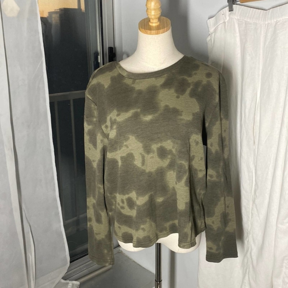RDI X Nordstrom Oliver green cropped ribbed long sleeve t shirt size XL